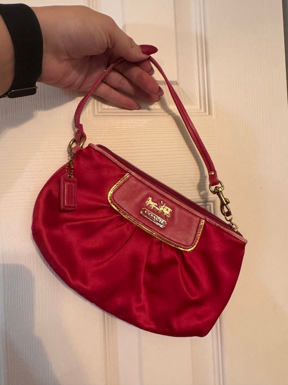 Vintage Pink Satin Y2K Coach Wristlet- DAMAGED